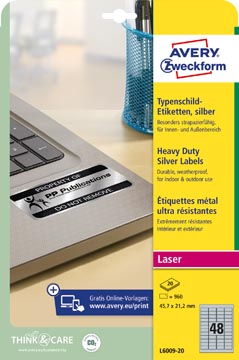 Zweck Etiketten Laser (45.7X21.2Mm, Zilver)