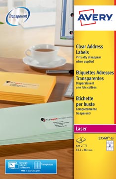 ZWECK ETIKETTEN TRANSPARANT (63.5X38.1MM, LASER)