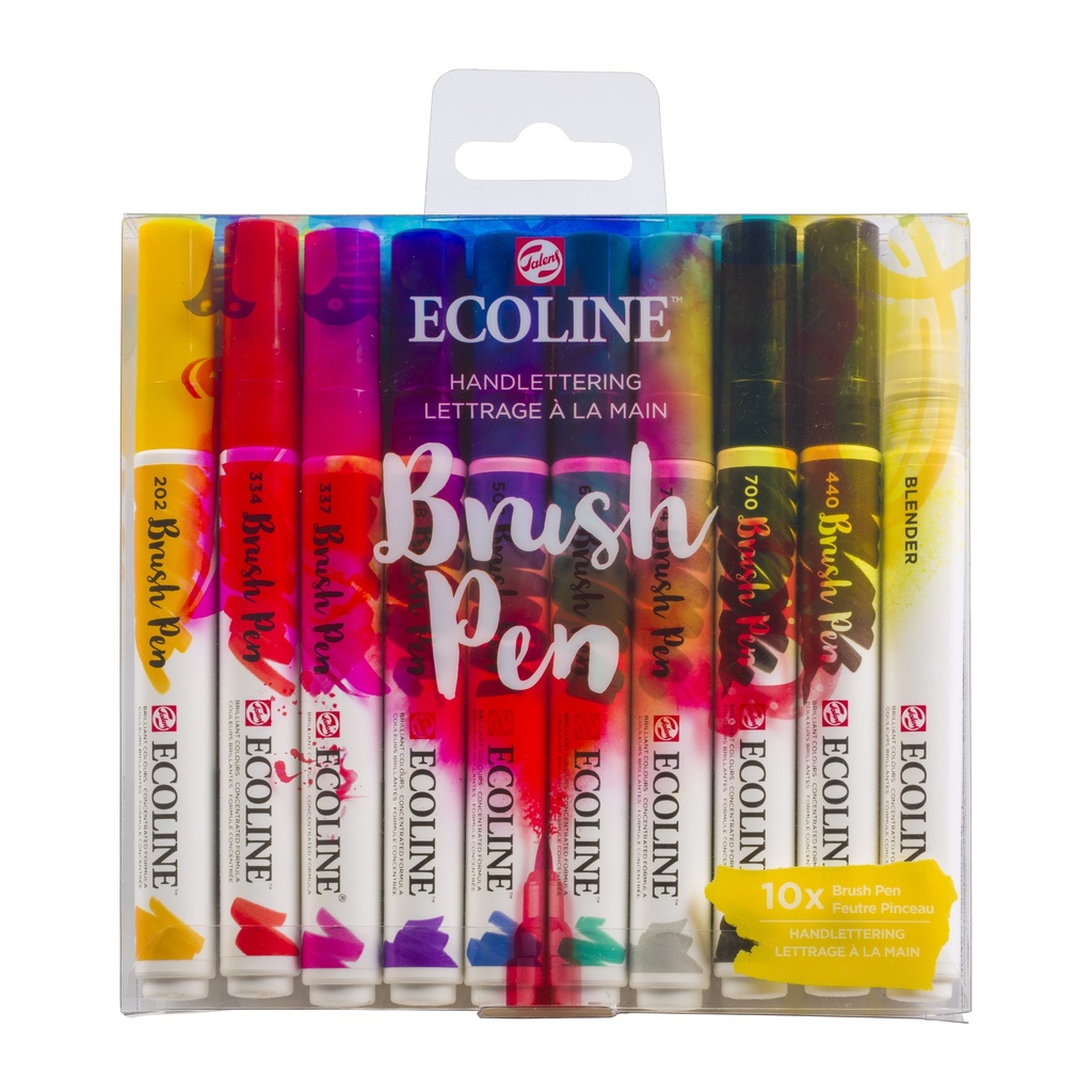 Ecoline Brush Pen Set Donker 10 Kleuren
