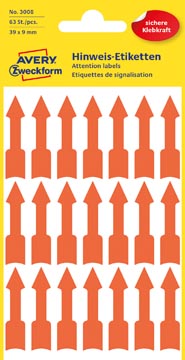 Etiketten Zweck Pijlen Fluo Oranje