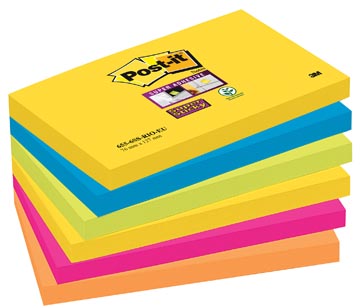 Post-It Super Sticky Notes Carnival, 90 Vel, Ft 76 X 127 Mm, Pak Van 6 Blokken