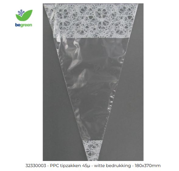 PPC tipzakken 45µ - witte bedrukking - 180x370mm 100 stuks
