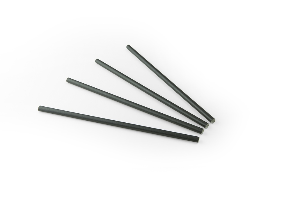 Drinkrietje papier (FSC®) zwart ø 8 mm / 24cm zak à 100