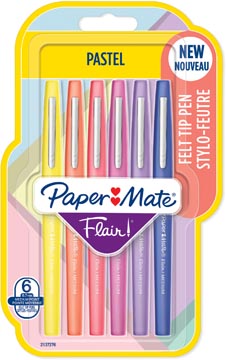 Fineliner Paper Mate Flair Pastel - 6 Kleuren