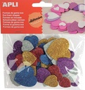 FOAM GLITTER HART 5 KLEUREN 50STUKS