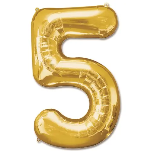 Folie Ballon Cijfer ’5’ Goud (92Cm)