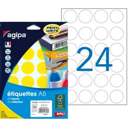 240 ronde etiketten dia 30mm (geel)