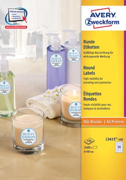 Zweckform Avery, rond, diameter 40 mm, 2400 etiketten, wit