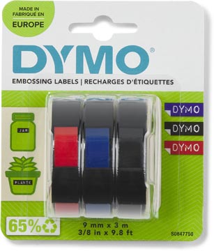 Dymo Lettertape 9Mmx3M Ass.3X