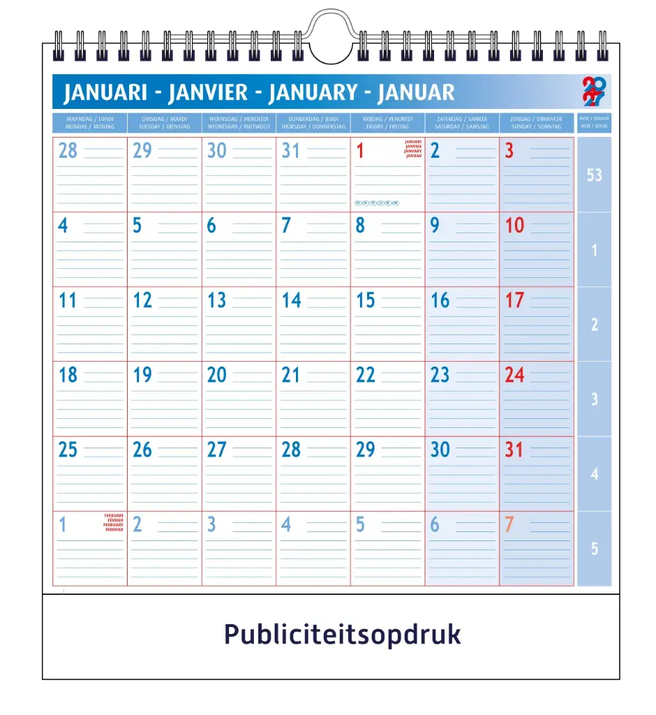 Maandkalender 2027