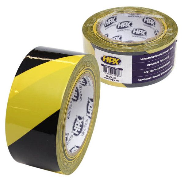 MARKEER/SAFETY TAPE GEEL-ZWART 50MMX33M