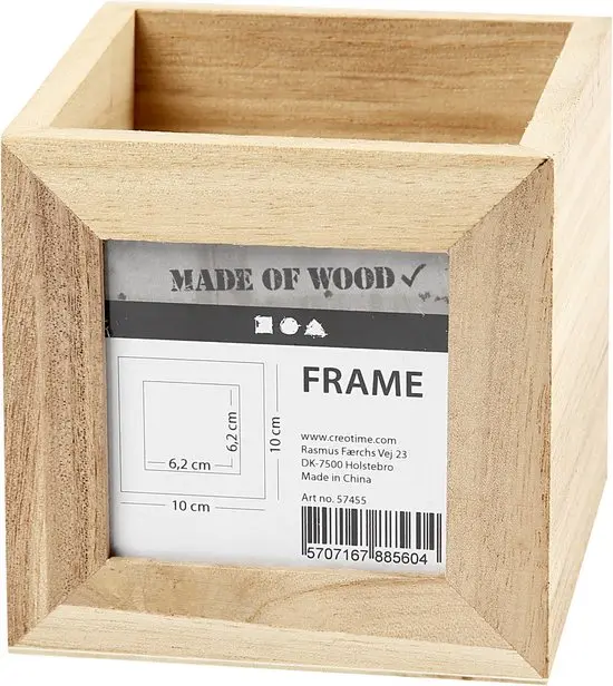 Houten Pennenbakje Met Lijst 10X10X10 Cm