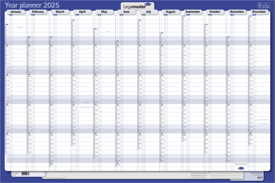 Jaarplanner 2027 1-31 horizontaal