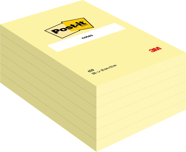 Post-it Notes, ft 102 x 152 mm, geel, blok van 100 vel