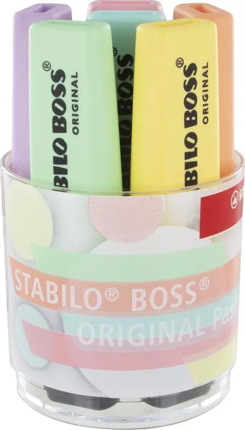 pot met 6 stabilo boss pastel ass.