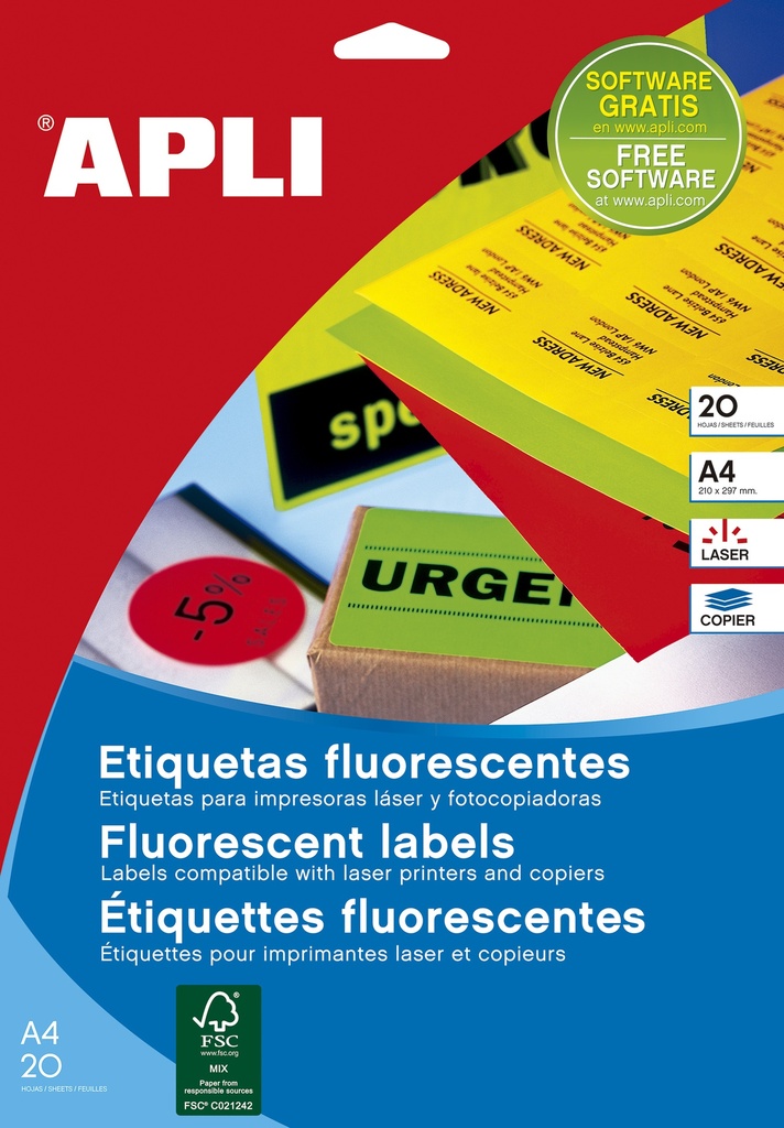 480 etiketten dia 45mm rond fluo rood