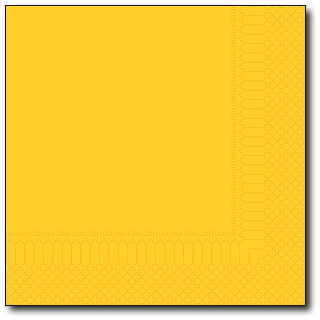 Servetten, Geel, 33X33Cm, 1/4,  2 Laags, 100St