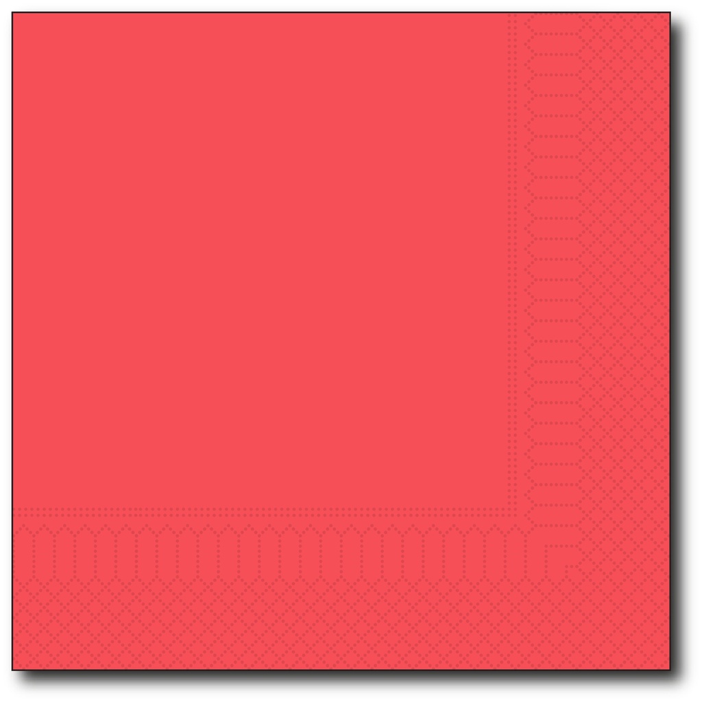 ​Servetten, Rood, 33X33Cm, 1/4,  2 Laags, 100St