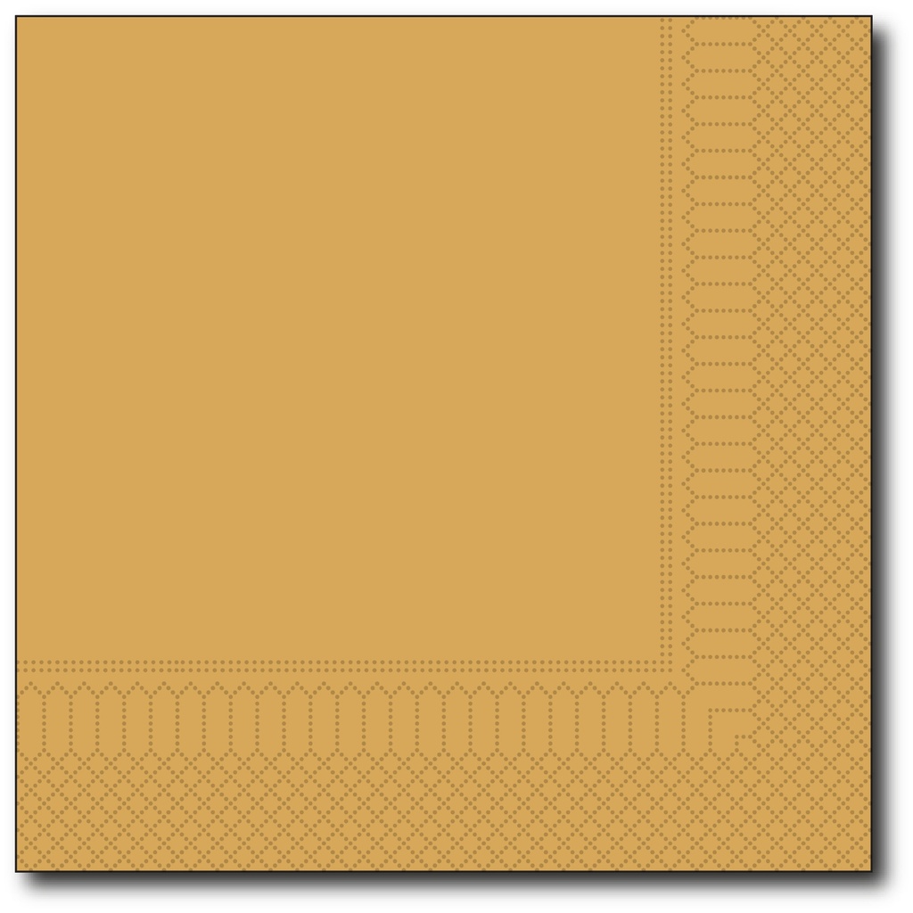 Servetten, Goud, 33X33Cm, 1/4,  2 Laags, 100St