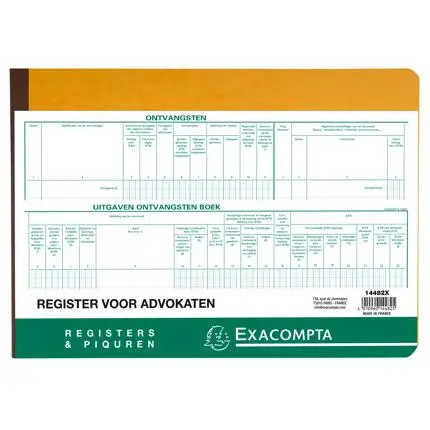 Boekhoudingsregister Ontvangsten & Uitgaven - Advocaten - Nederlandstalig - Ingebonden - 80 Blad