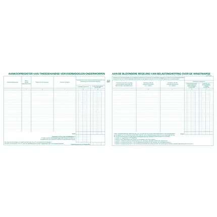 Speciale registers Garagisten - Tweedehandsvoertuigen binnenland & export - vergelijkingsregisters achteraan - Nederlandstalig - 80 blad