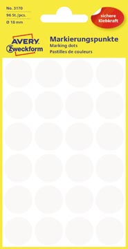 Zweck Etiketten (18Mm, 96St (Rond), Wit)
