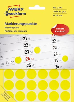 Zweckform etiketten rond, 18mm, geel, 1056st,