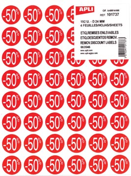 AFNEEMBARE KORTINGSETIKETTEN (-50%)