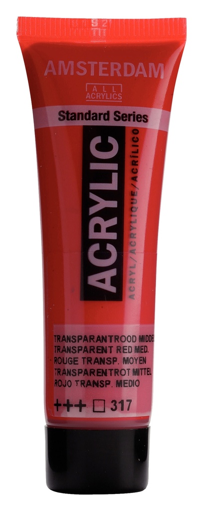 Standard Series acrylverf tube 20 ml Transparantrood Middel 317