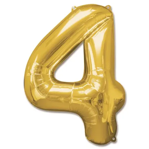 Folie Ballon Cijfer ’4’ Goud (92Cm)