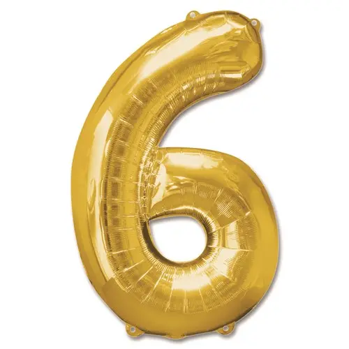 Folie Ballon Cijfer ’6’ Goud (92Cm)