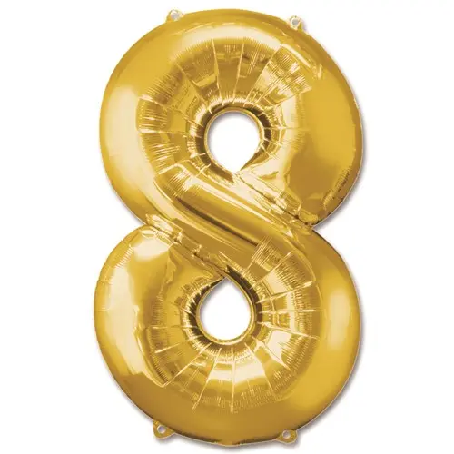 Folie Ballon Cijfer ’8’ Goud (92Cm)