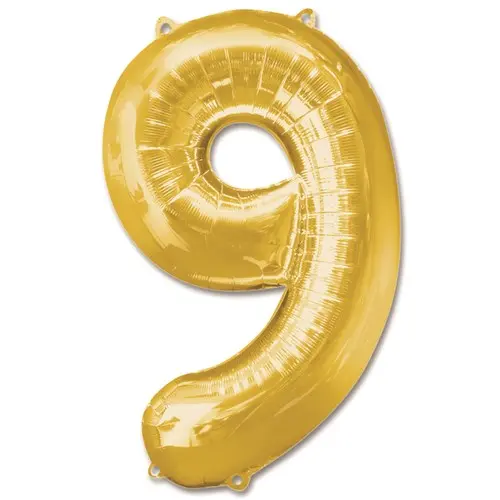 Folie Ballon Cijfer ’9’ Goud (92Cm)