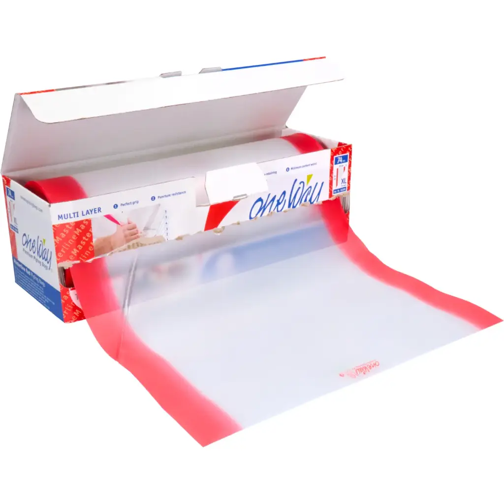 Spuitzak, 59x28cm, LDPE, transparant/rood