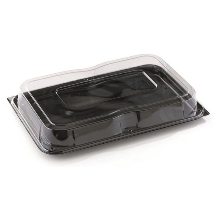 PET combi presenteerschotel + trans. deksel ULTIMATE -zwart - 350x240x70mm
