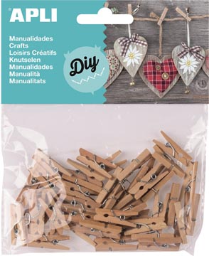 Mini Wasknijper Hout 45St (Natuurlijk)