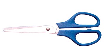 Bouhon schaar, ft 16 cm, rechts, scherpe punt, RVS, blauw