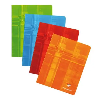 Clairefontaine schrift, geniet 16,5x21cm, 36 blad, geruit 5x5mm + kantlijn - Geassorteerde kleuren