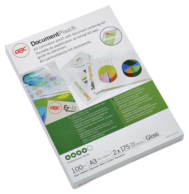 GBC lamineeretuis Document Pouch A3 2x175 micron (350 micron) - Doos van 100 stuks