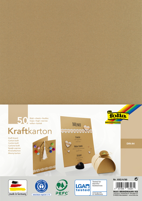 Kraftpapier Folia A4 230Gr 50 Vel