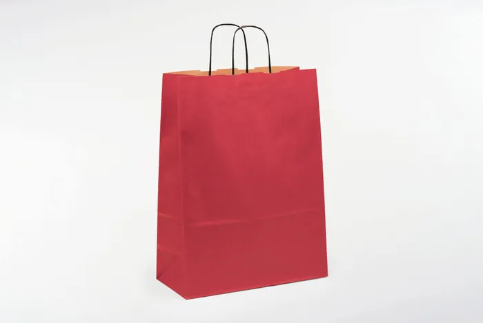 kraftzak (32+14x42cm, rood, 50, gelijnd)