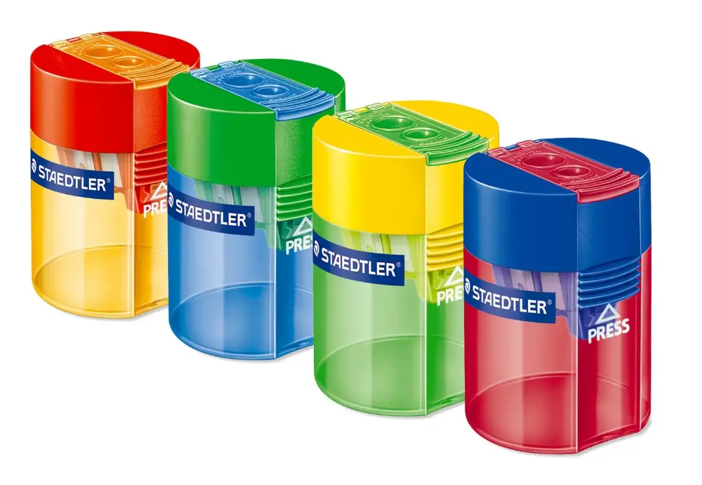 slijper met potje rond dubbel transparant staedtler geassorteerde kleuren