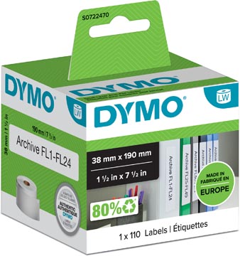 DYMO ETIKETTEN LABELWRITER ft 190 x 38mm, WIT, 110 ETIKETTEN