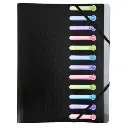 Sorteermap in PP met uitgesneden vensters - 12 indelingen - 24x32 cm - Zwart