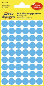 Etiket Avery Zweckform 3142 Rond 12Mm Blauw 270Stuks