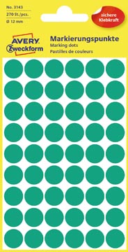 Etiket Avery Zweckform 3143 Rond 12Mm Groen 270 Stuks