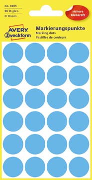 Zweck Etiketten (18Mm, 96St (Rond), Blauw)