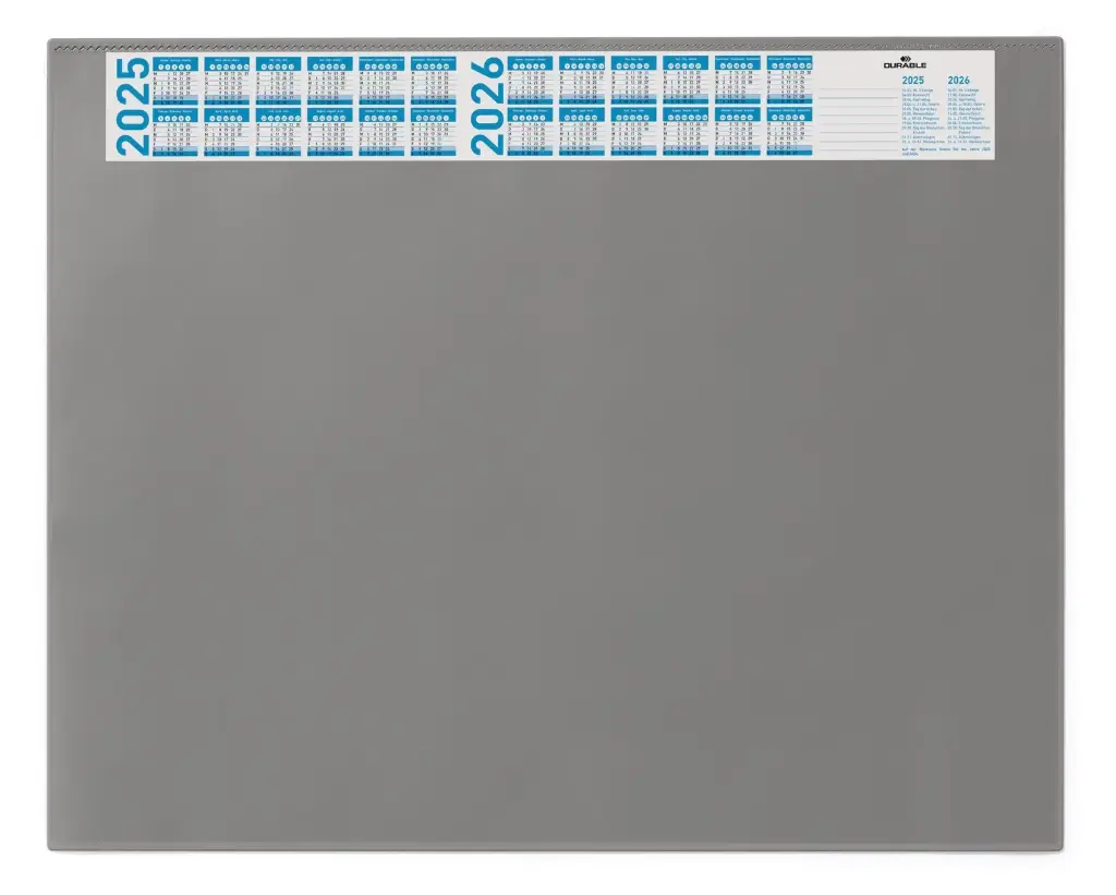Durable Schrijfonderlegger 650X520 Mm Met Jaarkalender En Transparante Cover Grijs