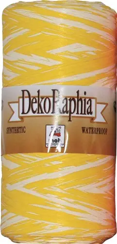 Raffia Cadeaulint Wit/Geel (200M)