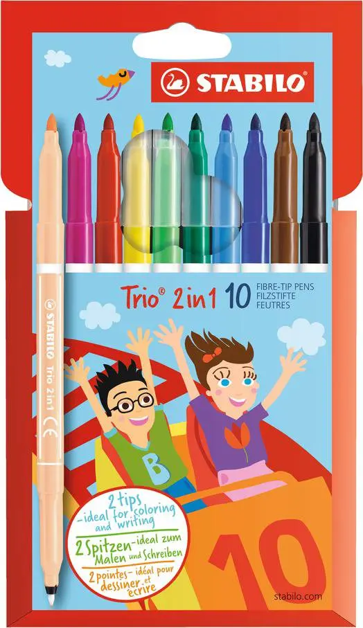 stabilo trio 2 in 1 wallet 10 colors